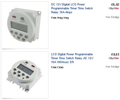 12 Volt programmable digital LCD timers 16A switching