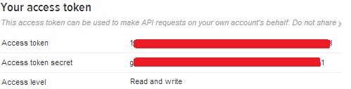 Setting up access tokens for a Twitter application