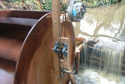 Alternator and gearing fitted to water wheel