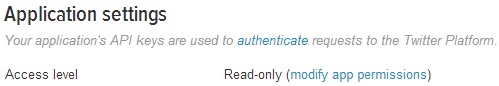 Modify twitter application permissions to enable write