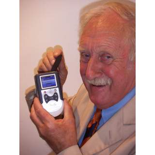 Trevor Baylis with the Windup Eco Media Player