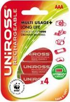 UniRoss 4 x AAA Longlife Hybrio Rechargeable Batteries