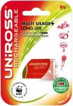 UniRoss 1 x 9 Volt (PP3) Longlife Hybrio Rechargeable Battery